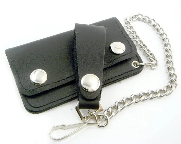 Chain Wallet Jr. Black Leather Biker