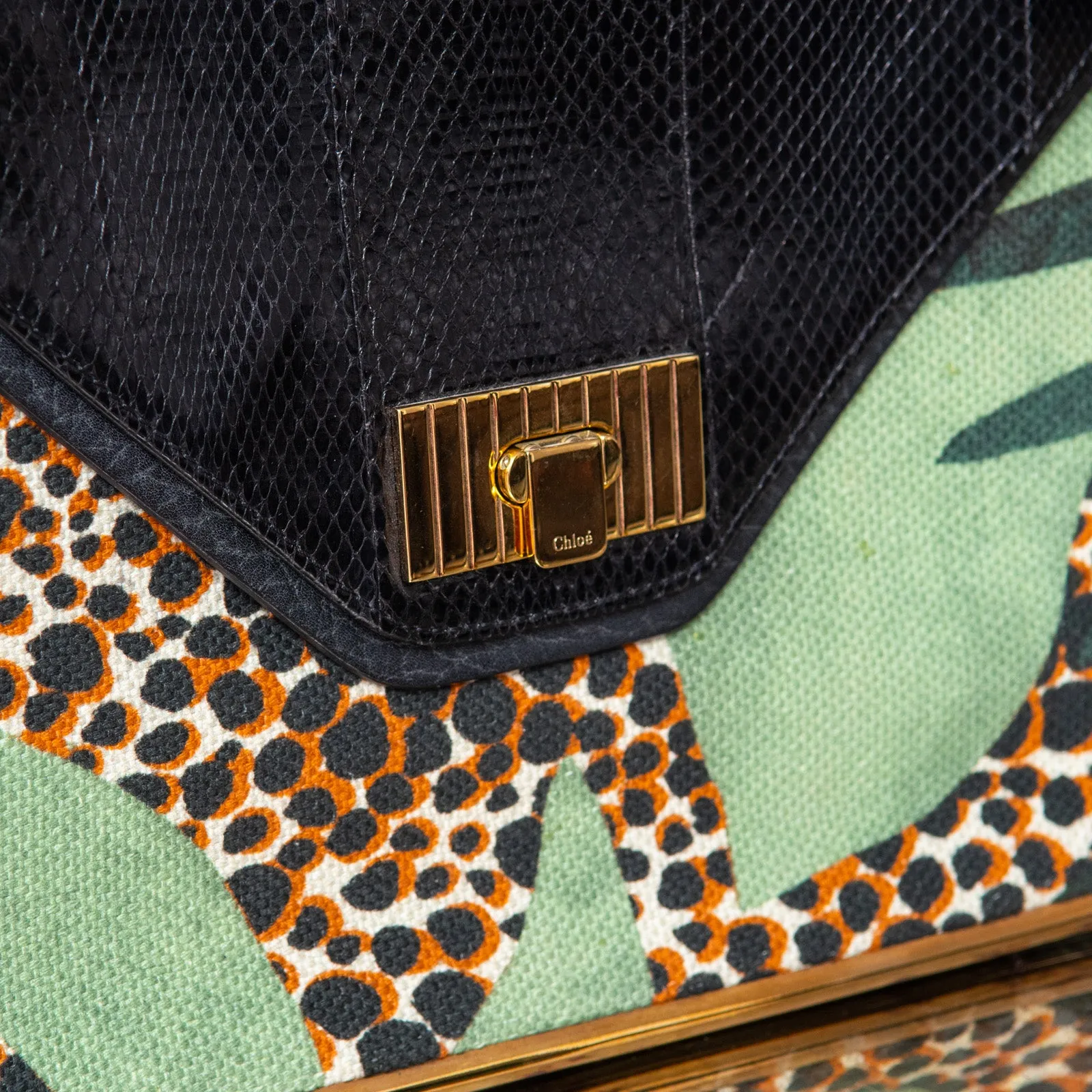 Chloe Giraffe Print Navy And Green Bag