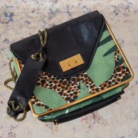 Chloe Giraffe Print Navy And Green Bag