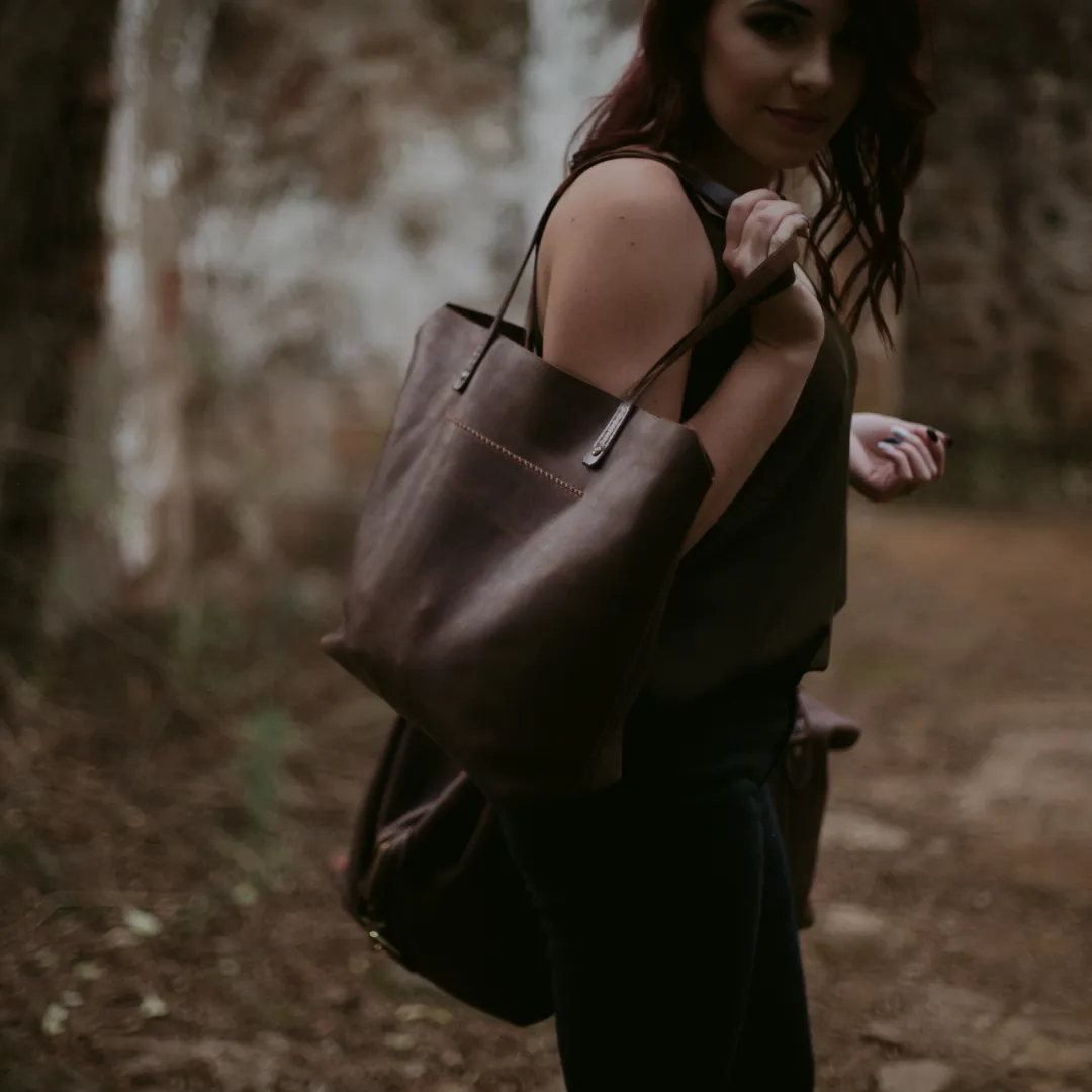 Classic Eve Leather Tote - Chocolate Brown