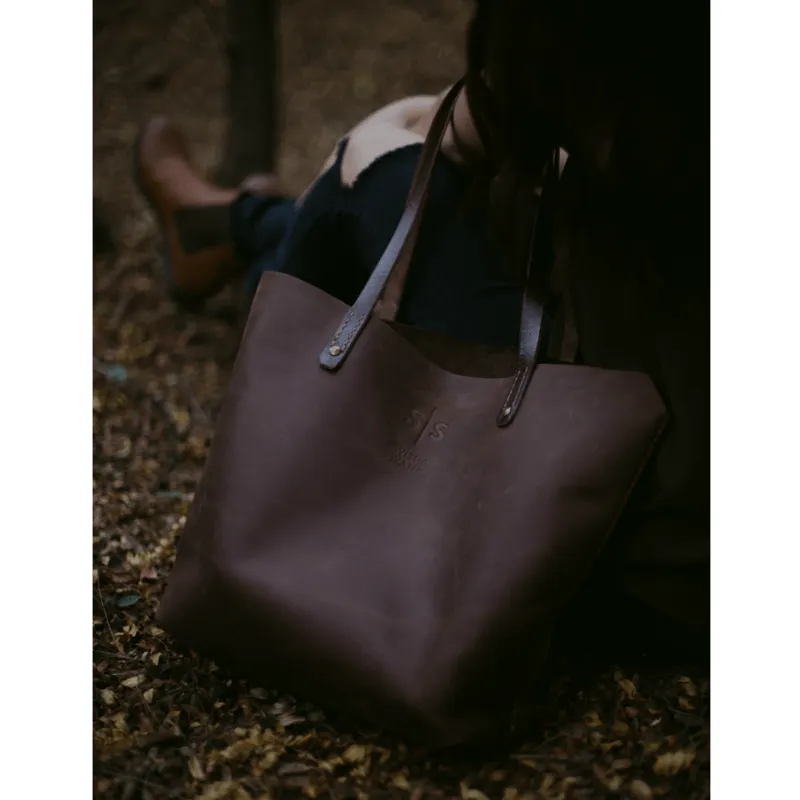 Classic Eve Leather Tote - Chocolate Brown