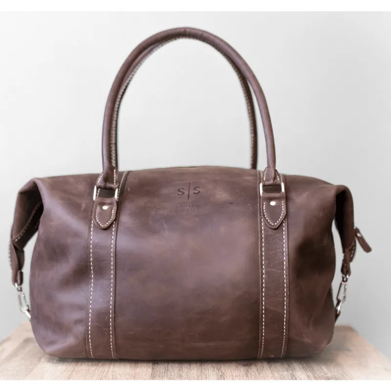 Classic Leather Duffle Bag - Chocolate Brown Weekender