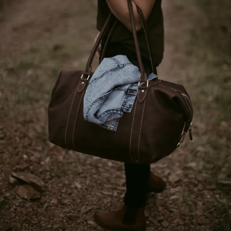 Classic Leather Duffle Bag - Chocolate Brown Weekender