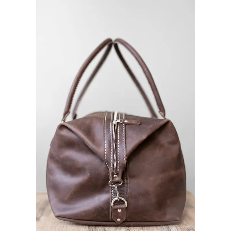 Classic Leather Duffle Bag - Chocolate Brown Weekender