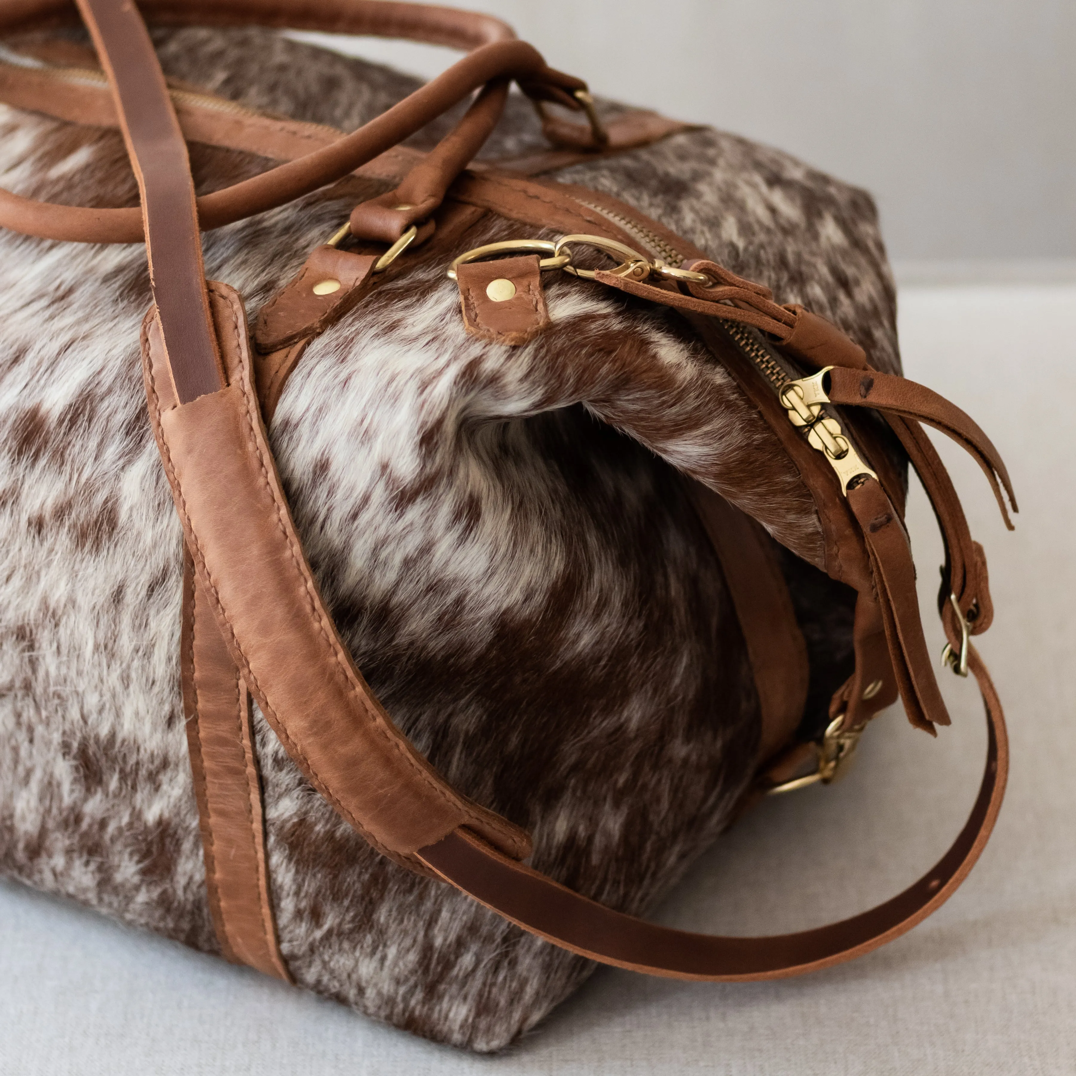 Classic Leather Duffle Bag - Nguni Edition