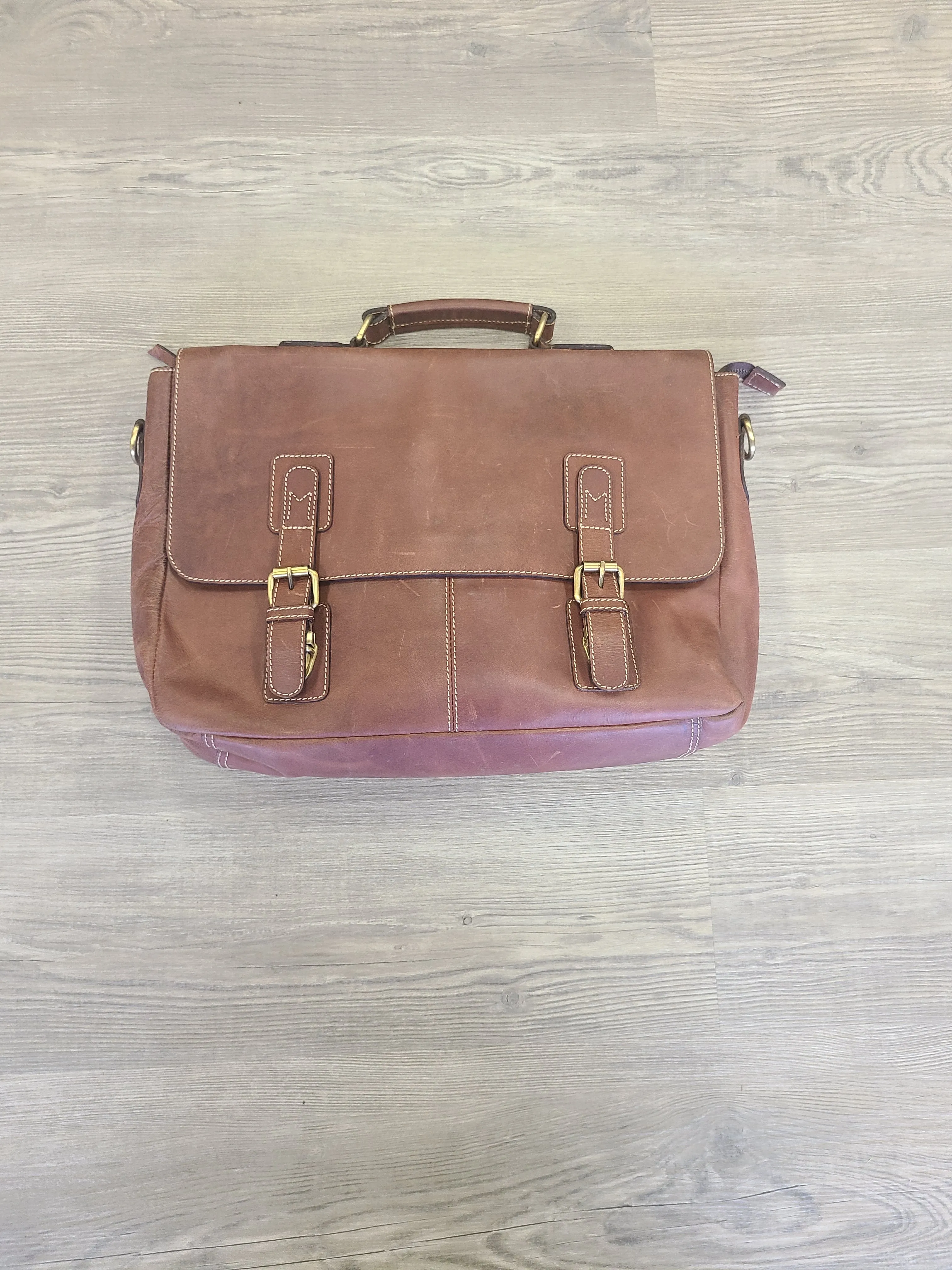 Classic Leather Stitched Messenger Bag