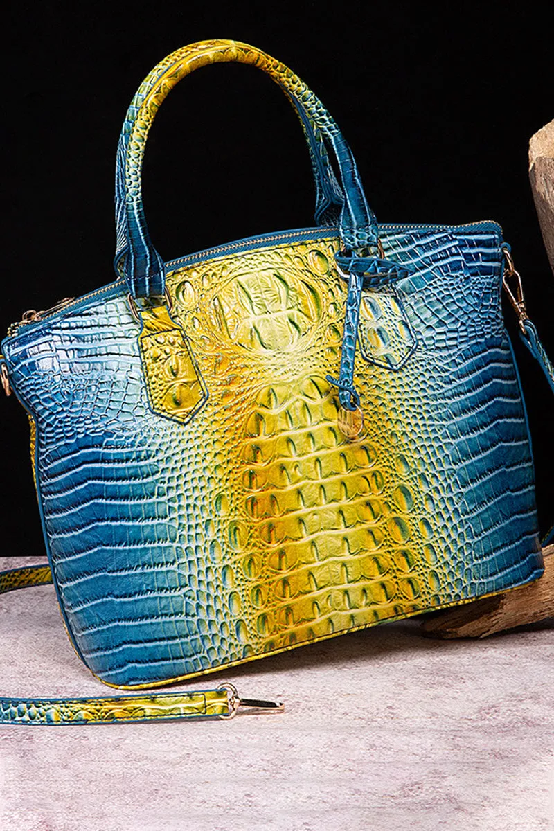 CLASSY CROCODILE PATTERN TOP HANDLE BAG