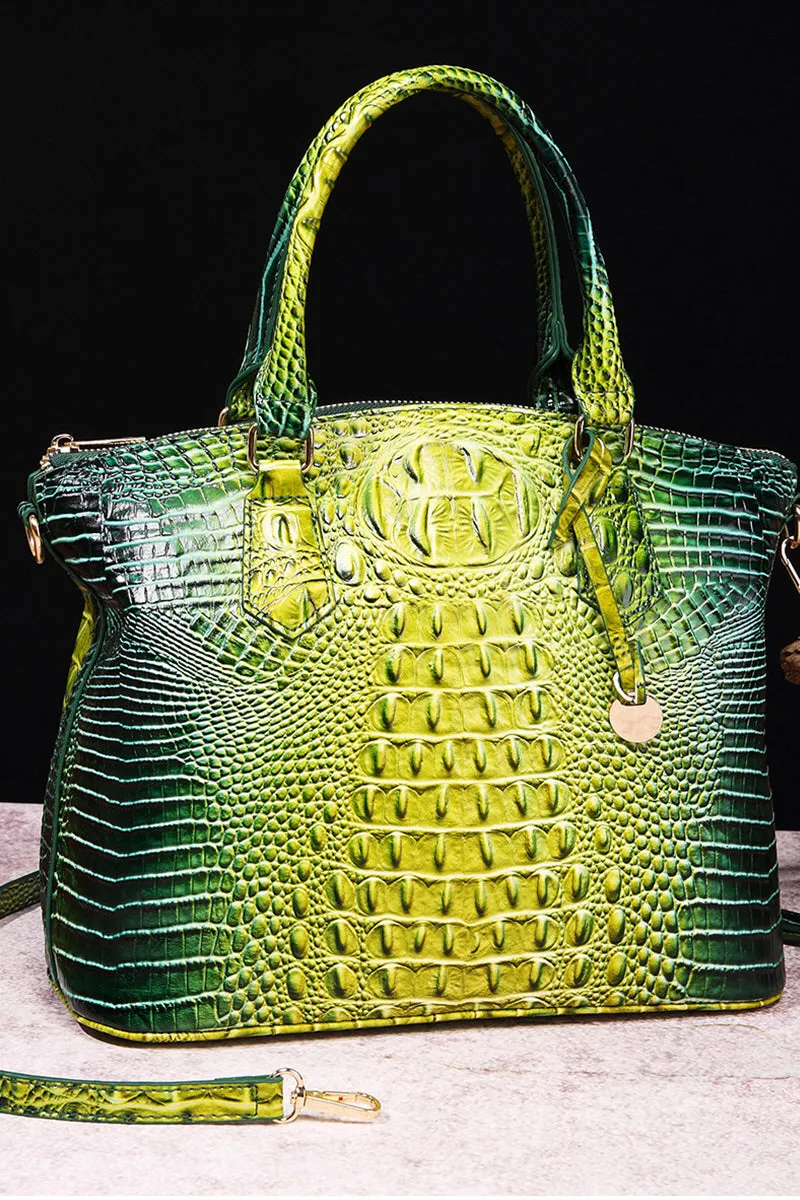 CLASSY CROCODILE PATTERN TOP HANDLE BAG