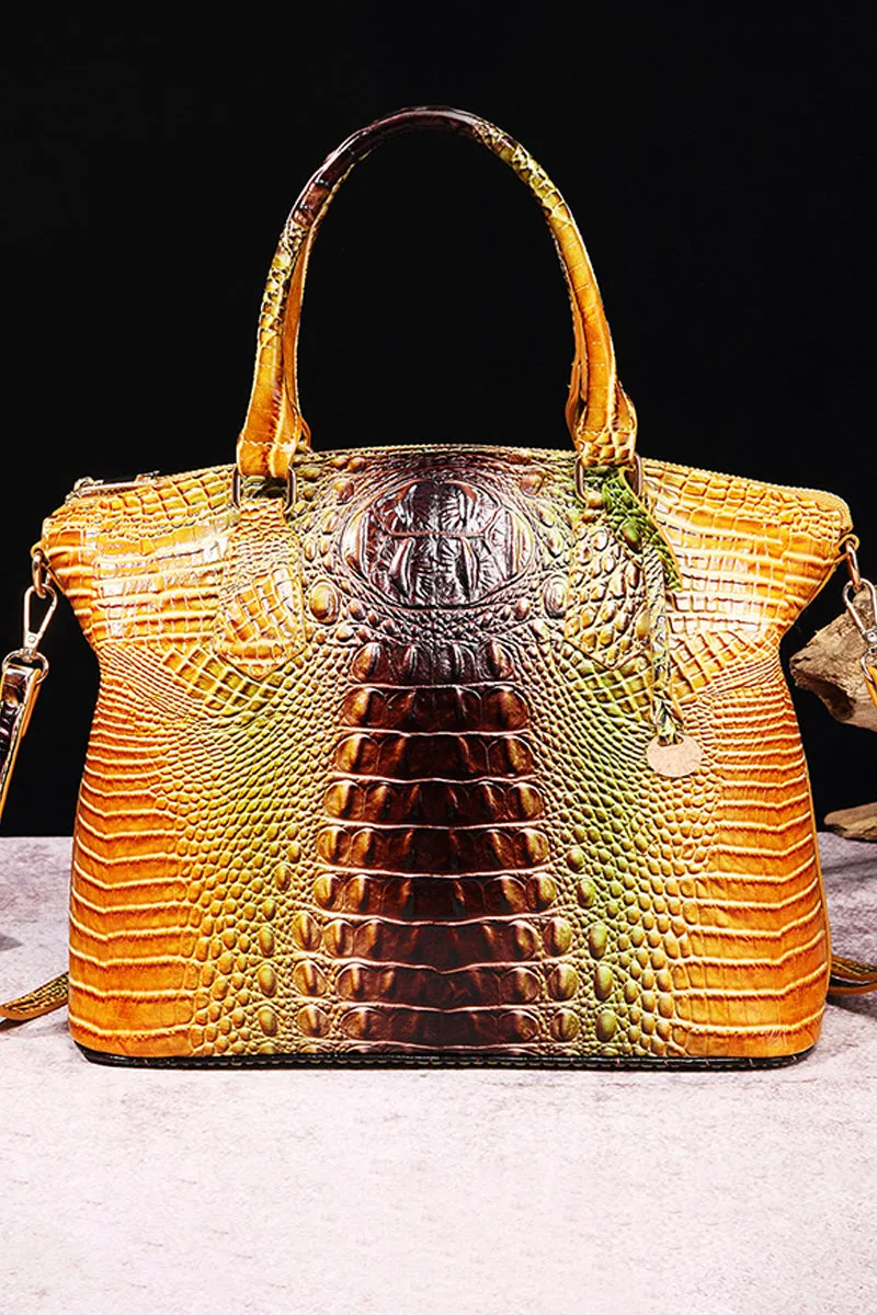 CLASSY CROCODILE PATTERN TOP HANDLE BAG