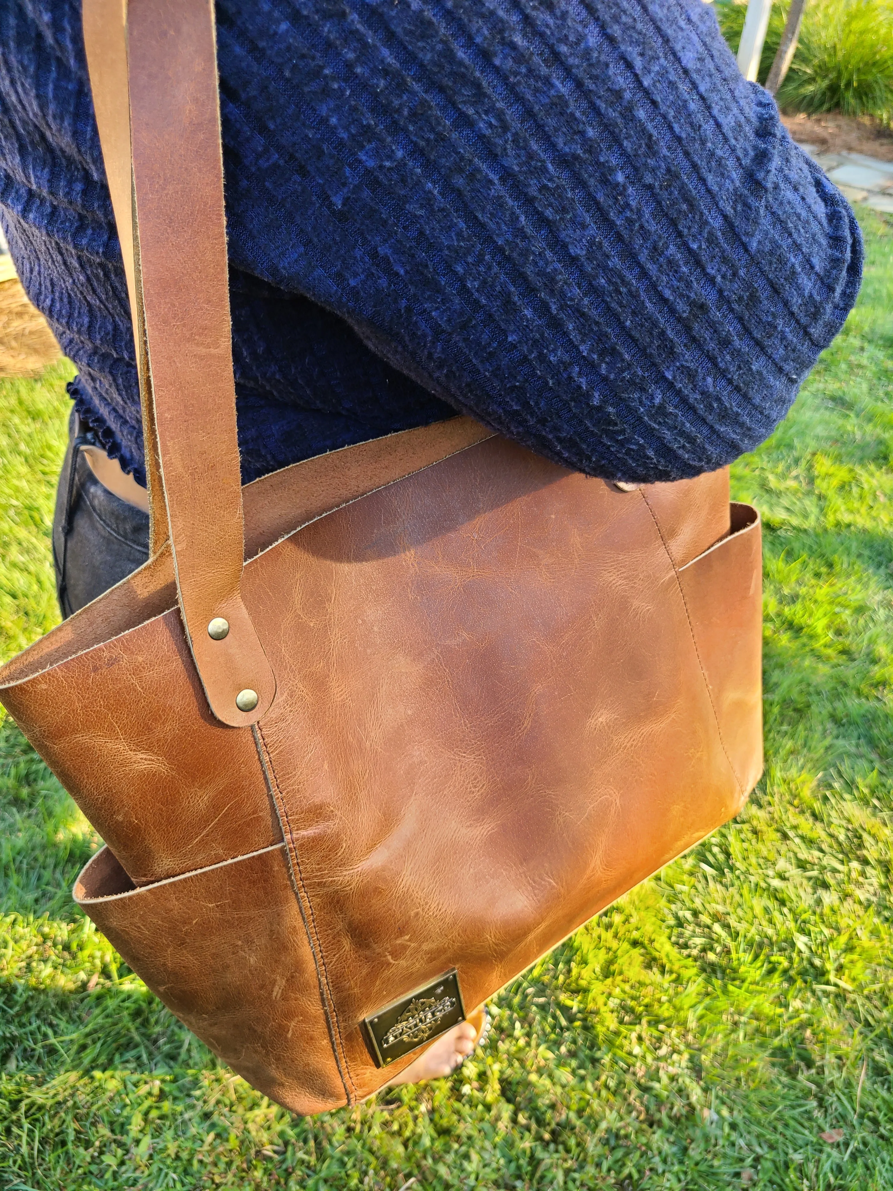 Cowhide Leather Designer Tote & Carry-On Bag