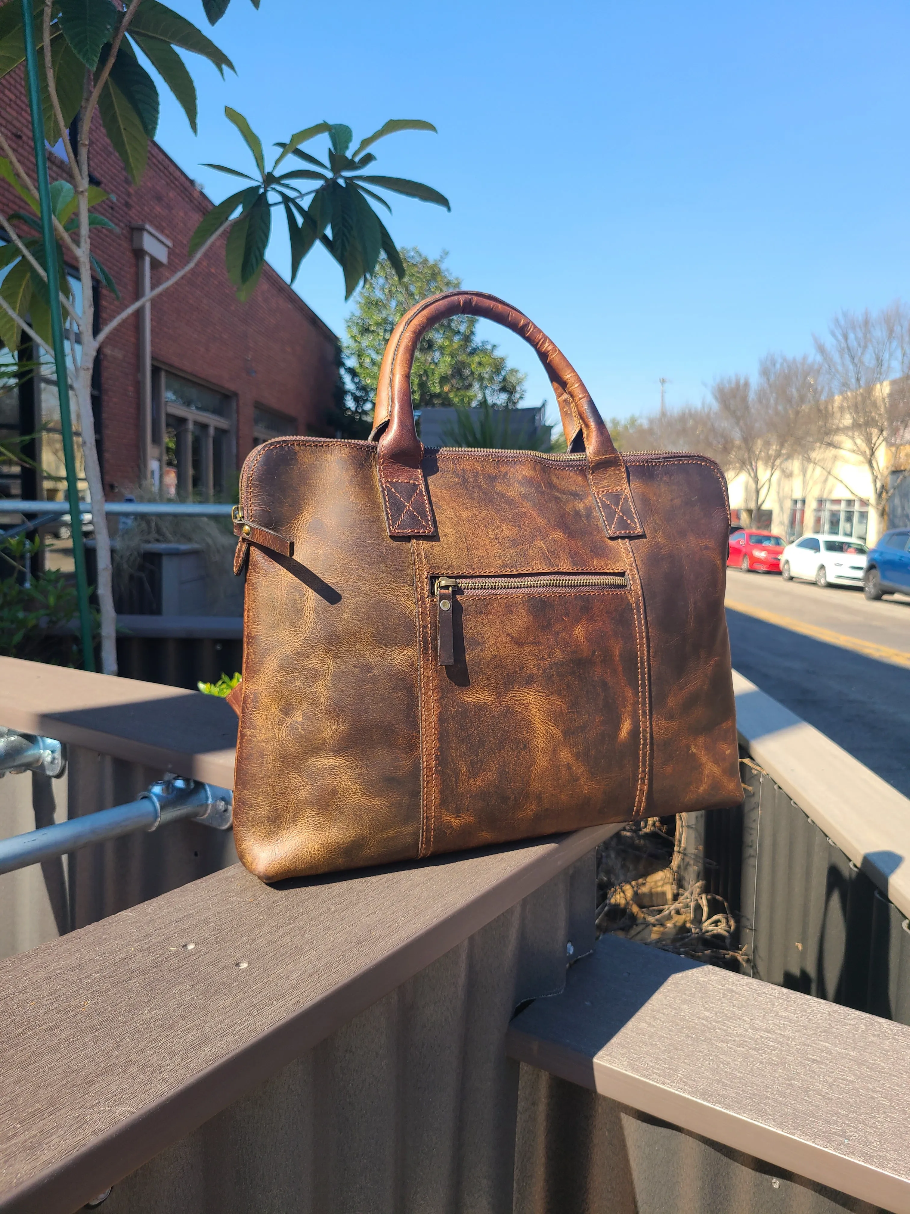 Crazy Horse Leather Messenger Laptop Sleeve