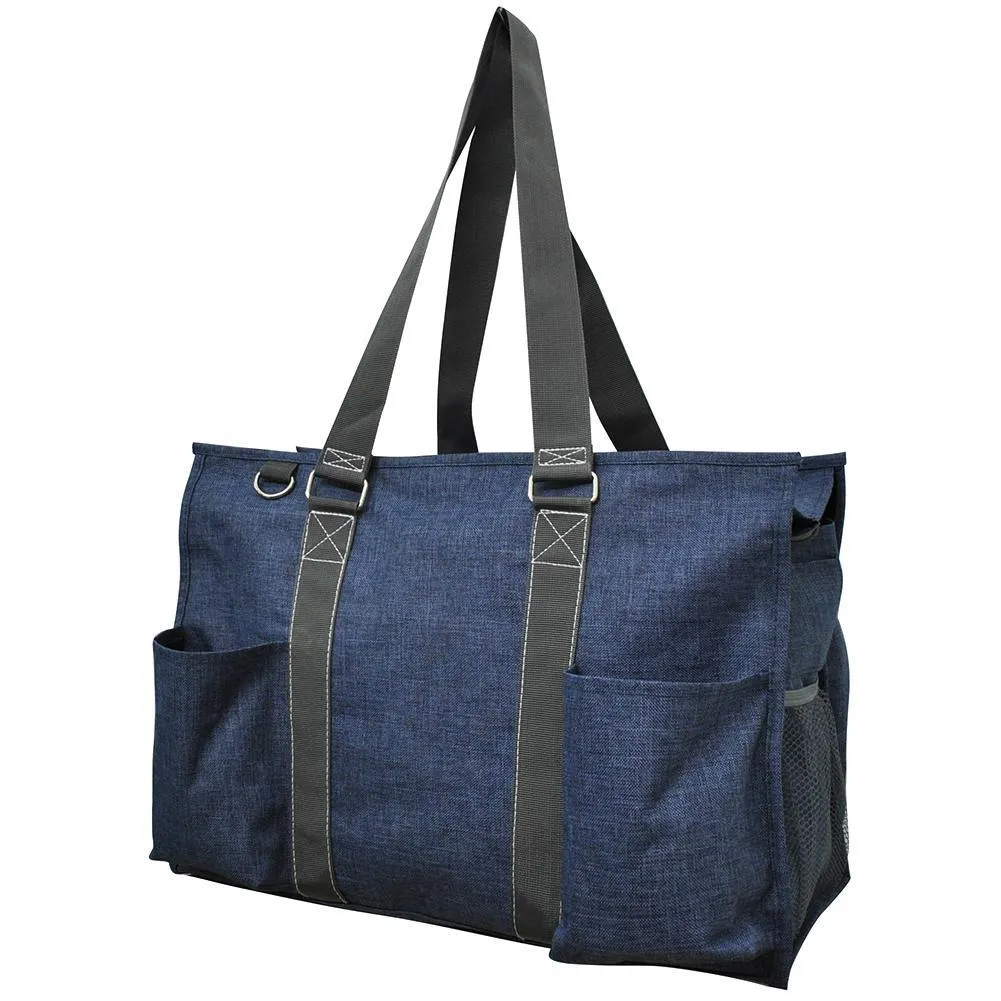 Crosshatch Blue NGIL Zippered Caddy Large Organizer Tote Bag