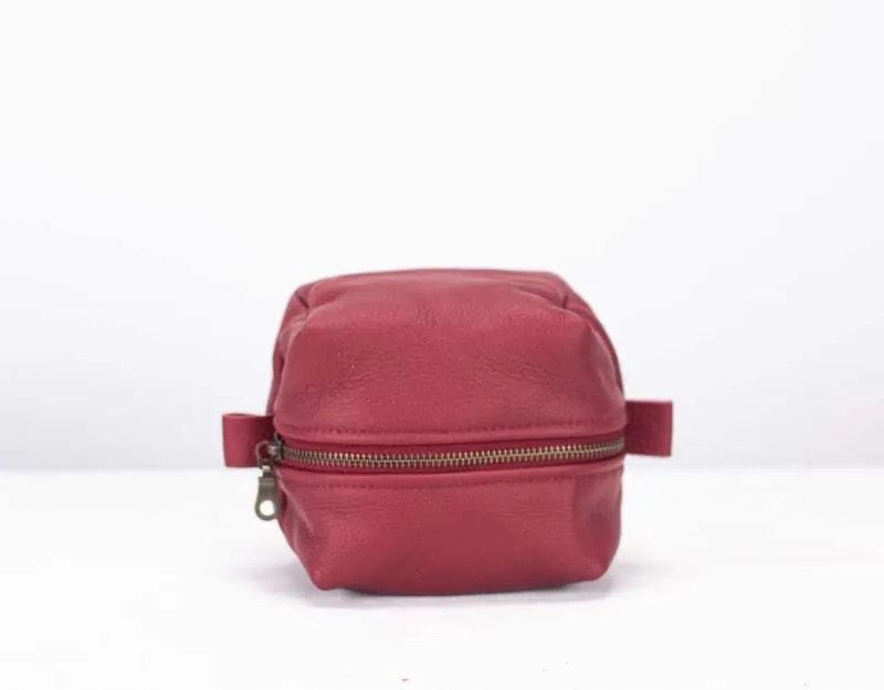 Cube case - Deep red soft leather