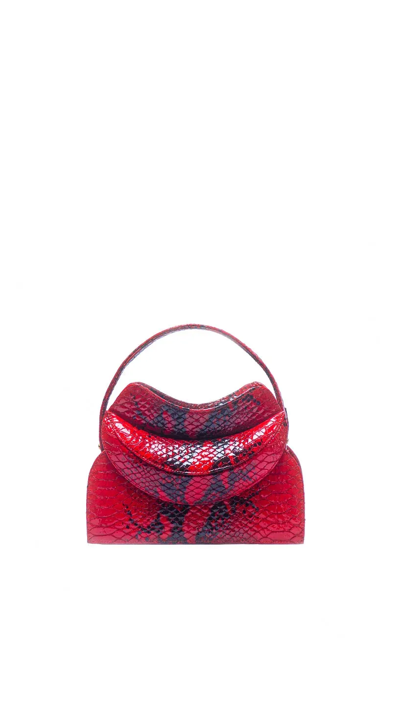 Dada Pedon Luna Crimson Cobra Zipper Mini Tote Bag