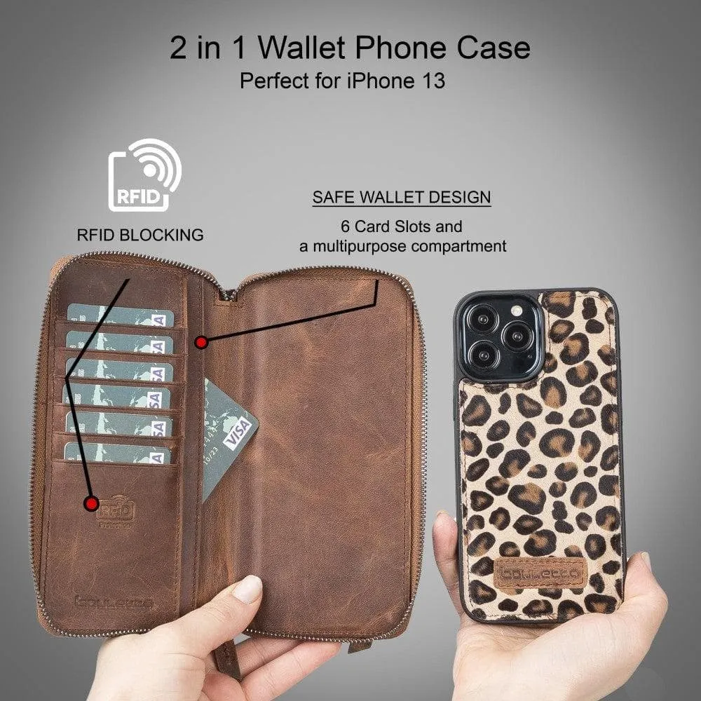 Detachable Leather Zipper Wallet Cases for Apple iPhone 13 Series