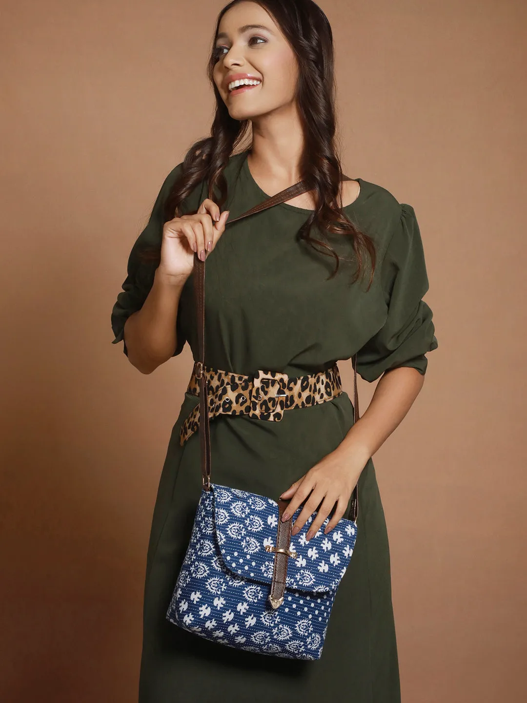 Ethnic Motifs Printed Structured Sling Bag