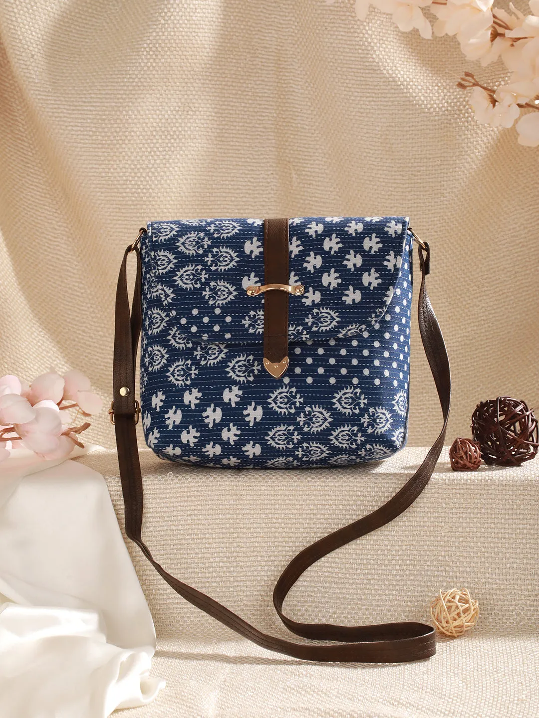 Ethnic Motifs Printed Structured Sling Bag