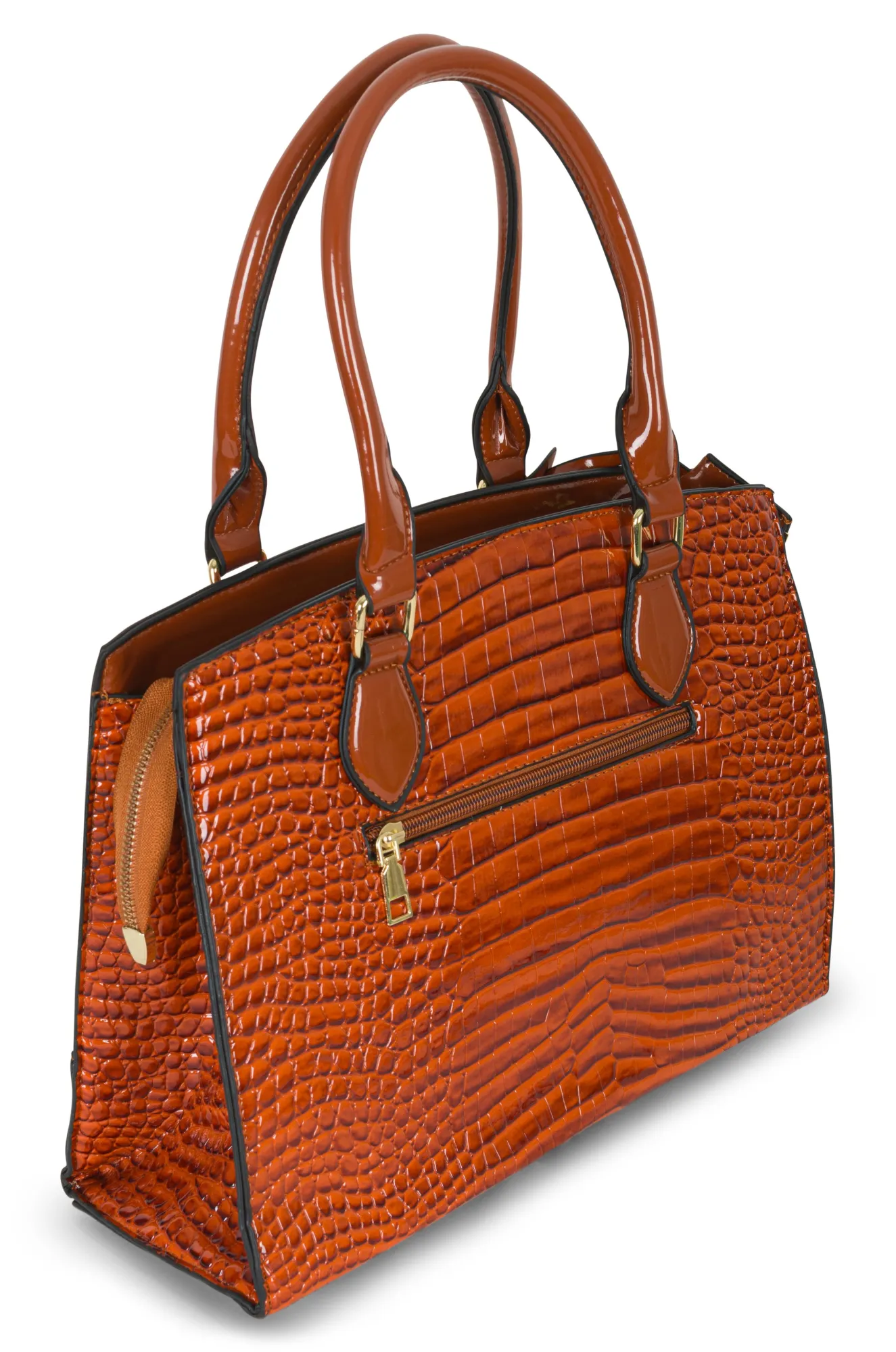 Faux Patent Leather Bag | BURNT ORANGE | 0631A1