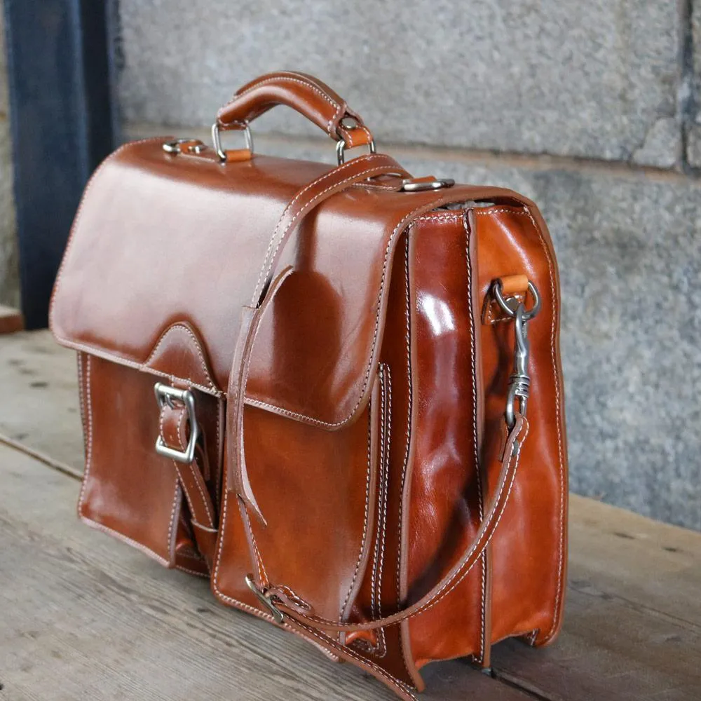 Floto Leather Novella Roller Buckle Briefcase