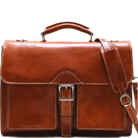 Floto Leather Novella Roller Buckle Briefcase