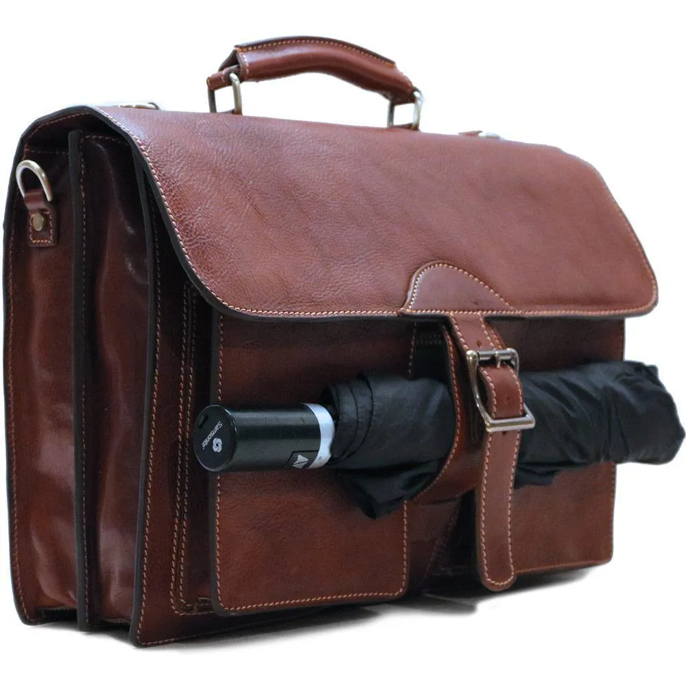 Floto Leather Novella Roller Buckle Briefcase