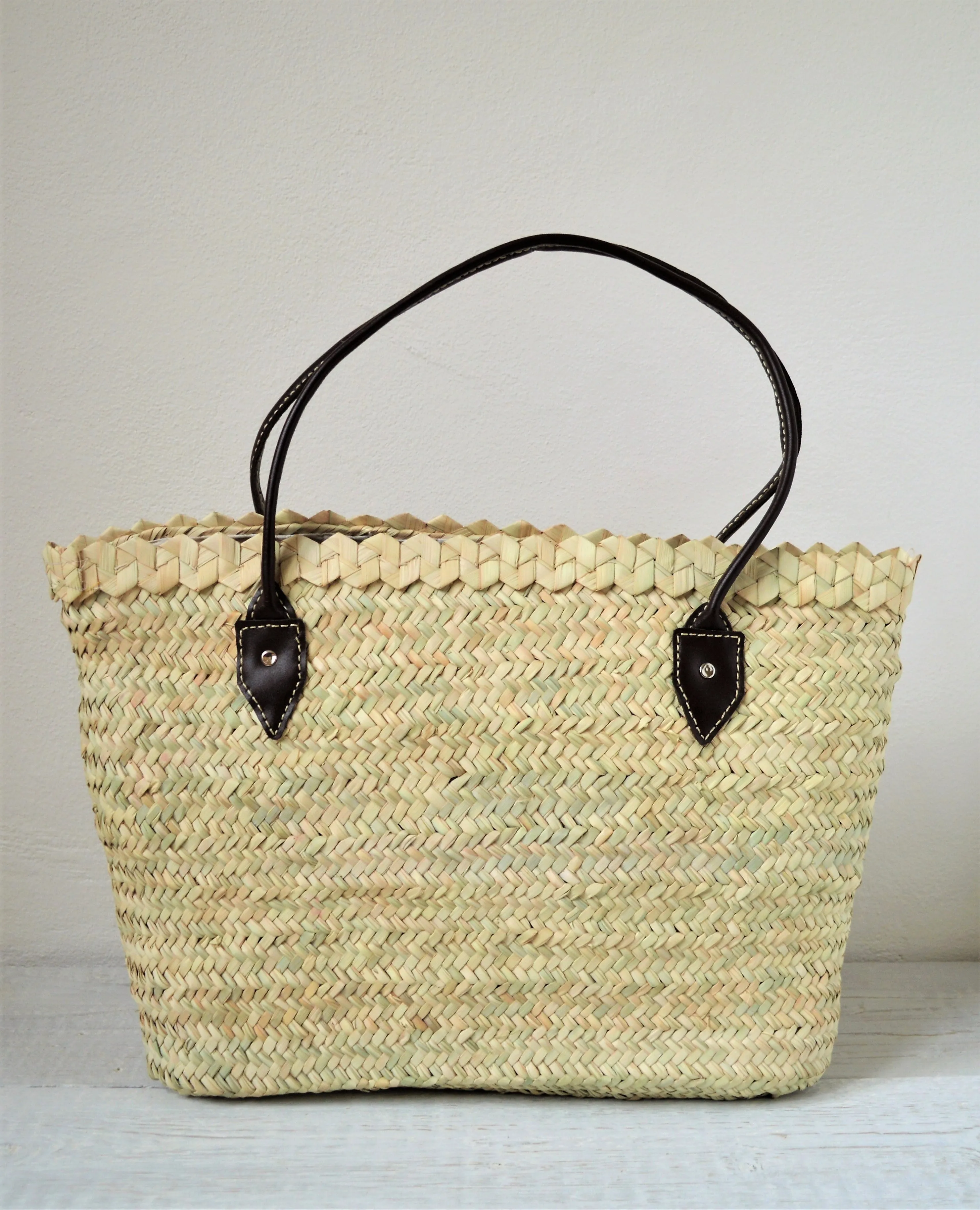 French basket with leather handles