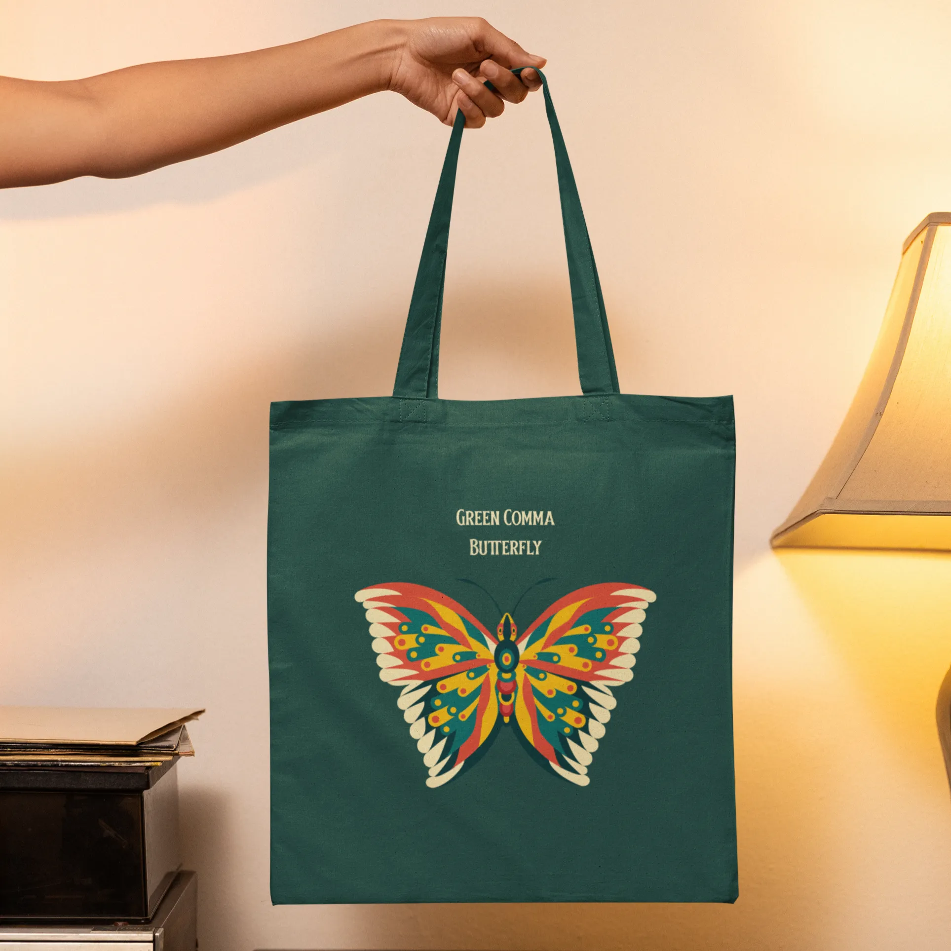 Green comma butterfly Printed green Tote Bag