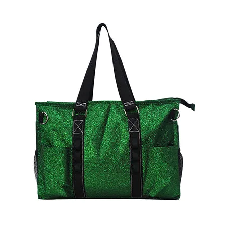 Green Glitter NGIL Zippered Lined Caddy Organizer Tote Bag