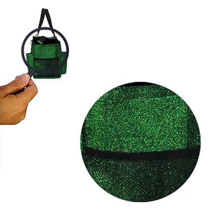 Green Glitter NGIL Zippered Lined Caddy Organizer Tote Bag