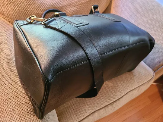 Handcrafted Black Cowhide Leather Duffel