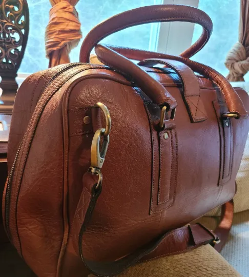 Handcrafted Brown Cowhide Leather Duffel