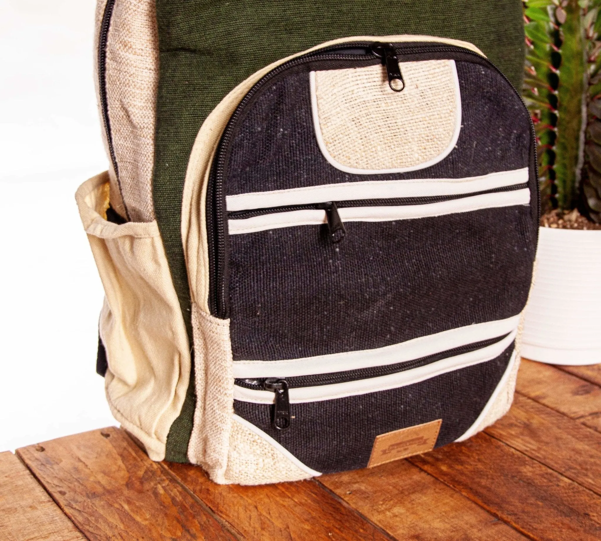 Handmade Hemp Backpack || Sustainable Vegan Line || Black Walnut