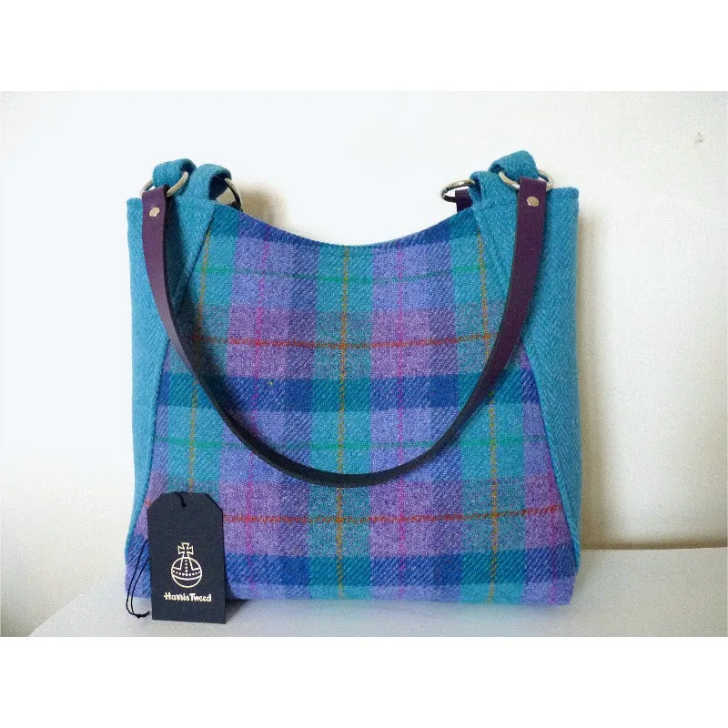 Harris Tweed Bag - Embsay Tote Bag - Mint & Purple