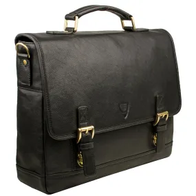 Hidesign Hunter 15" Laptop Compatible Leather Briefcase Black