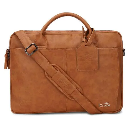 iCruze Elite Slim 15 inch Messenger Bag Tan