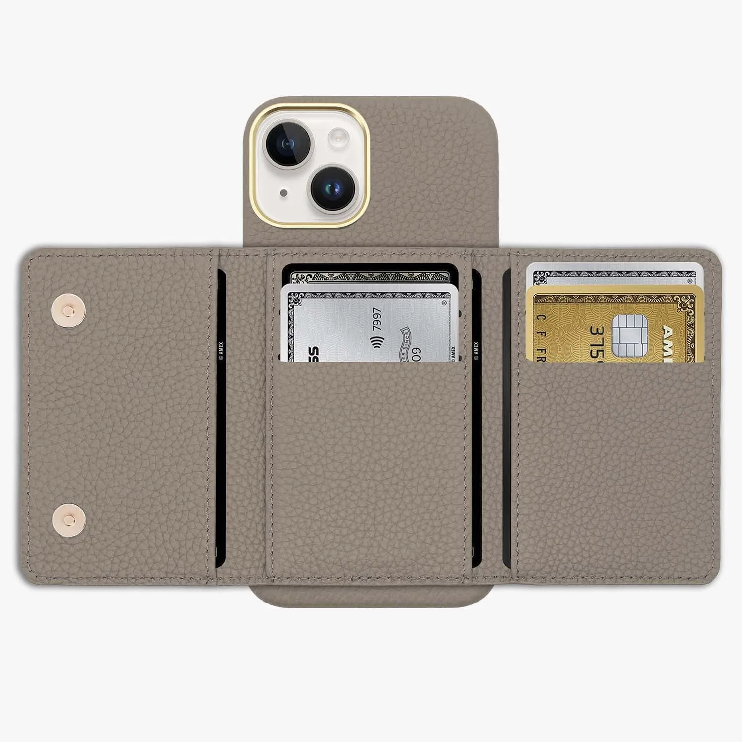 iPhone 13 Leather Case with MagSafe Trifold Wallet Set