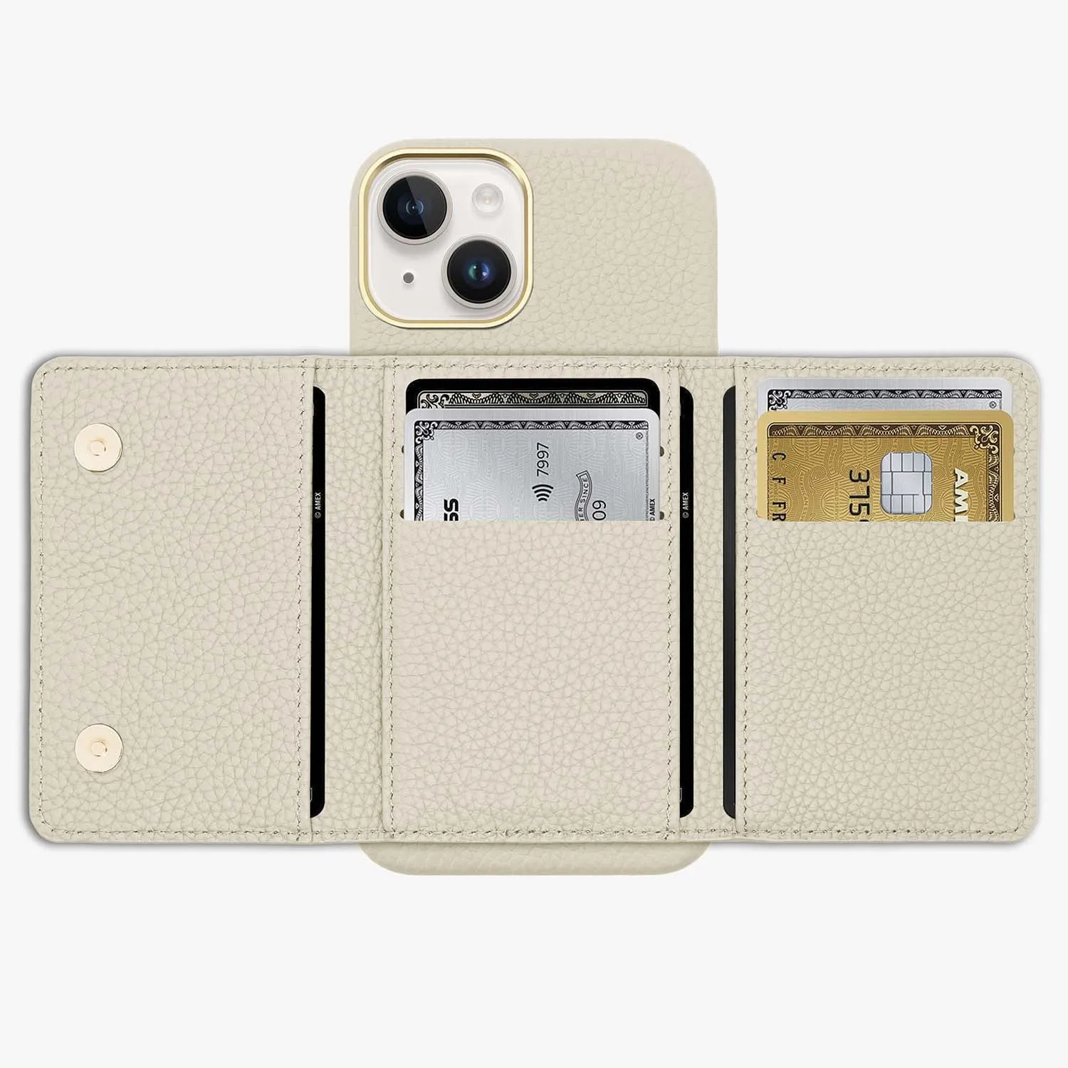 iPhone 13 Leather Case with MagSafe Trifold Wallet Set