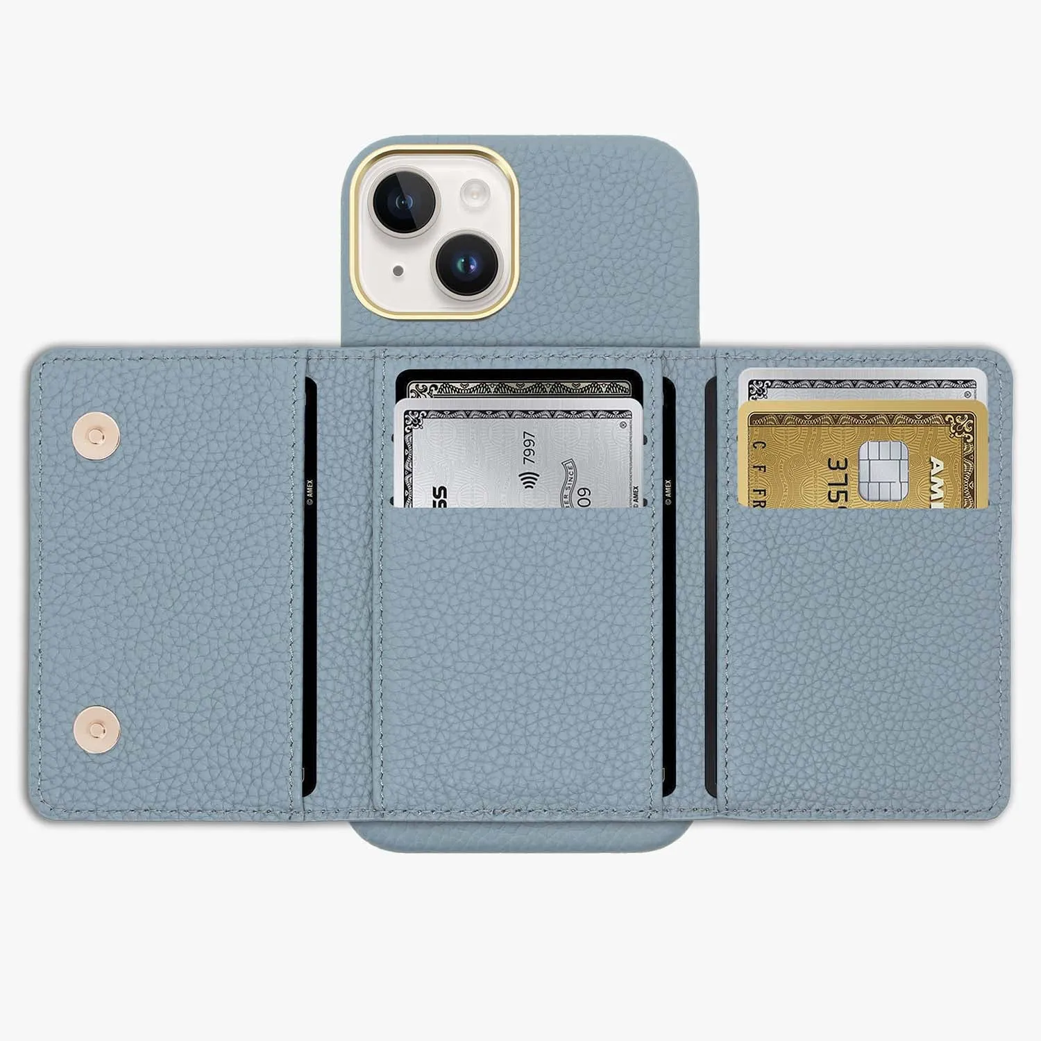 iPhone 13 Leather Case with MagSafe Trifold Wallet Set