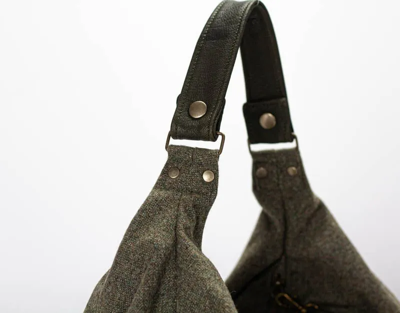 Kallia mini bag - Green wool and green leather