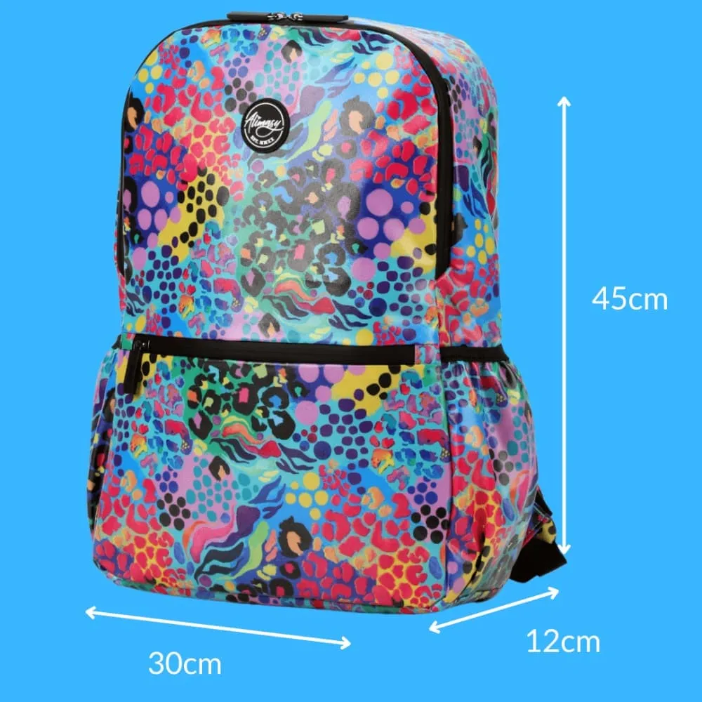 Large Kids Waterproof Backpack - Electric Leopard