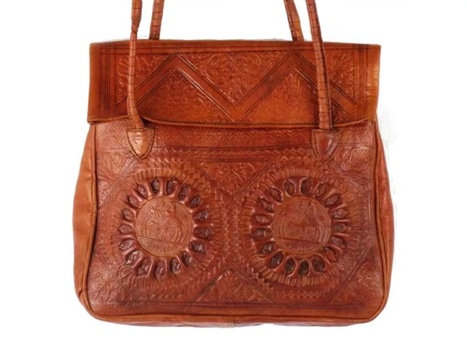 Leather Tote Bag - Chkara - Sun Flower - Orange