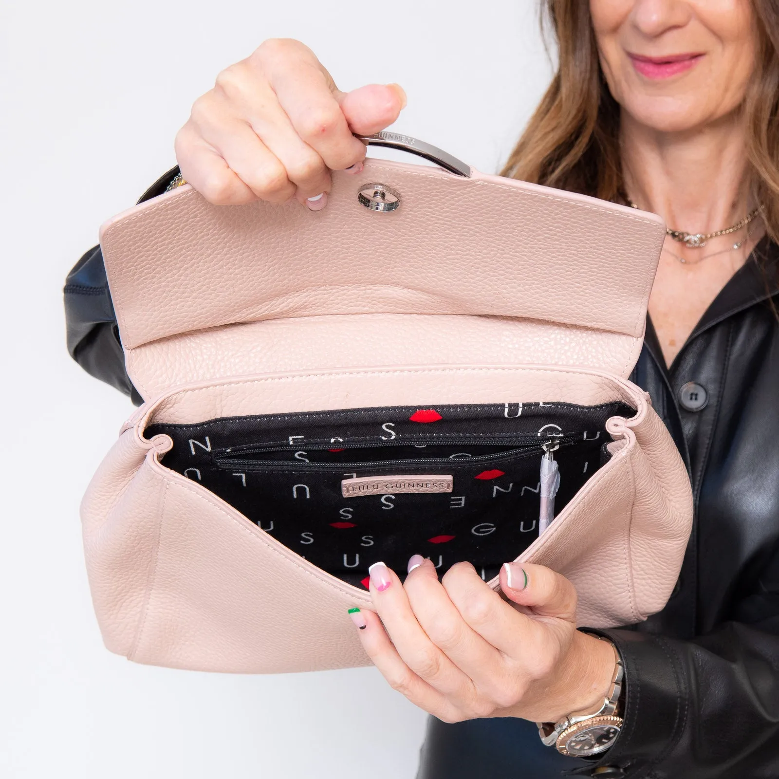 Lulu Guinness Gertie Blush Pink Leather Bag