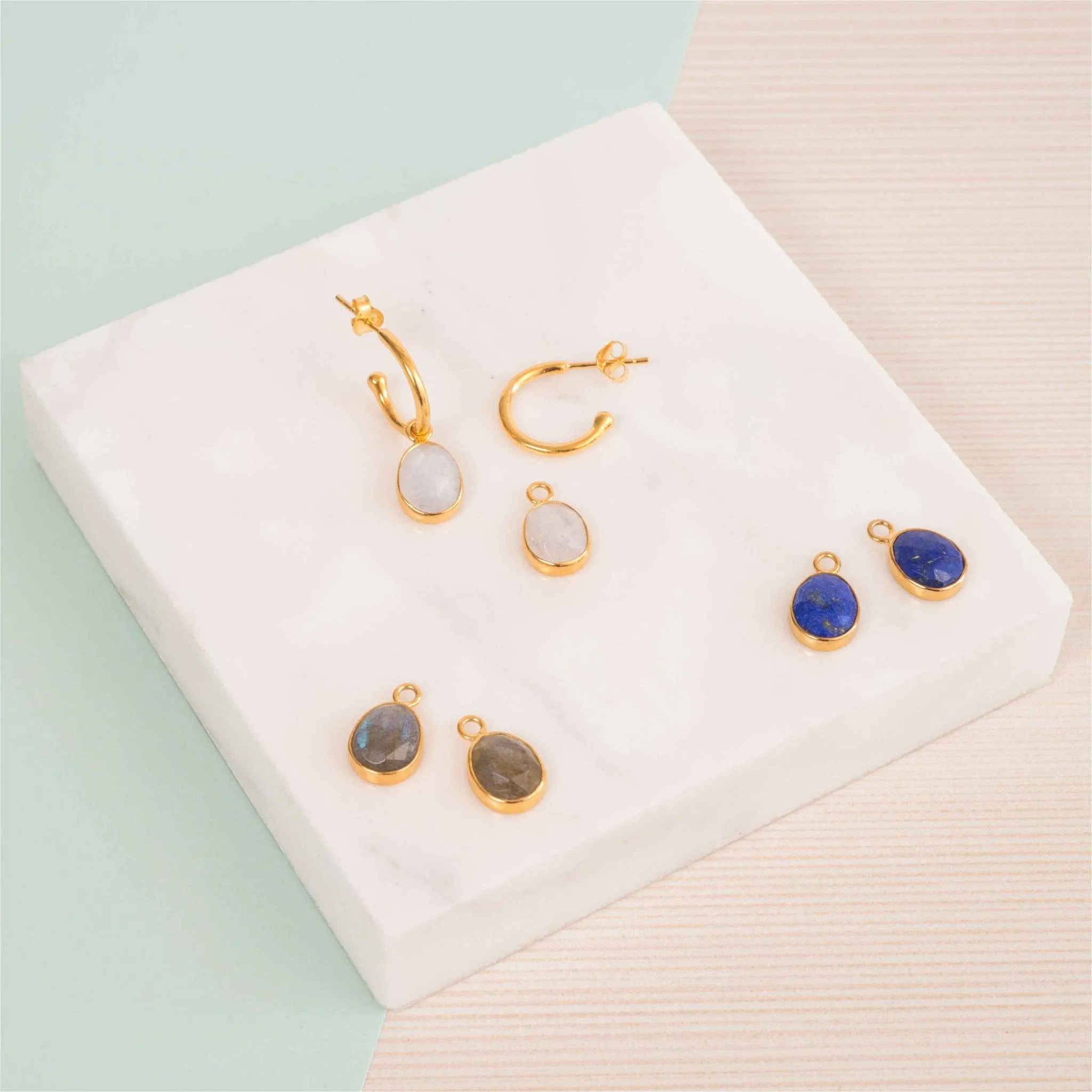 Manhattan Gold & Labradorite Interchangeable Gemstone Drops