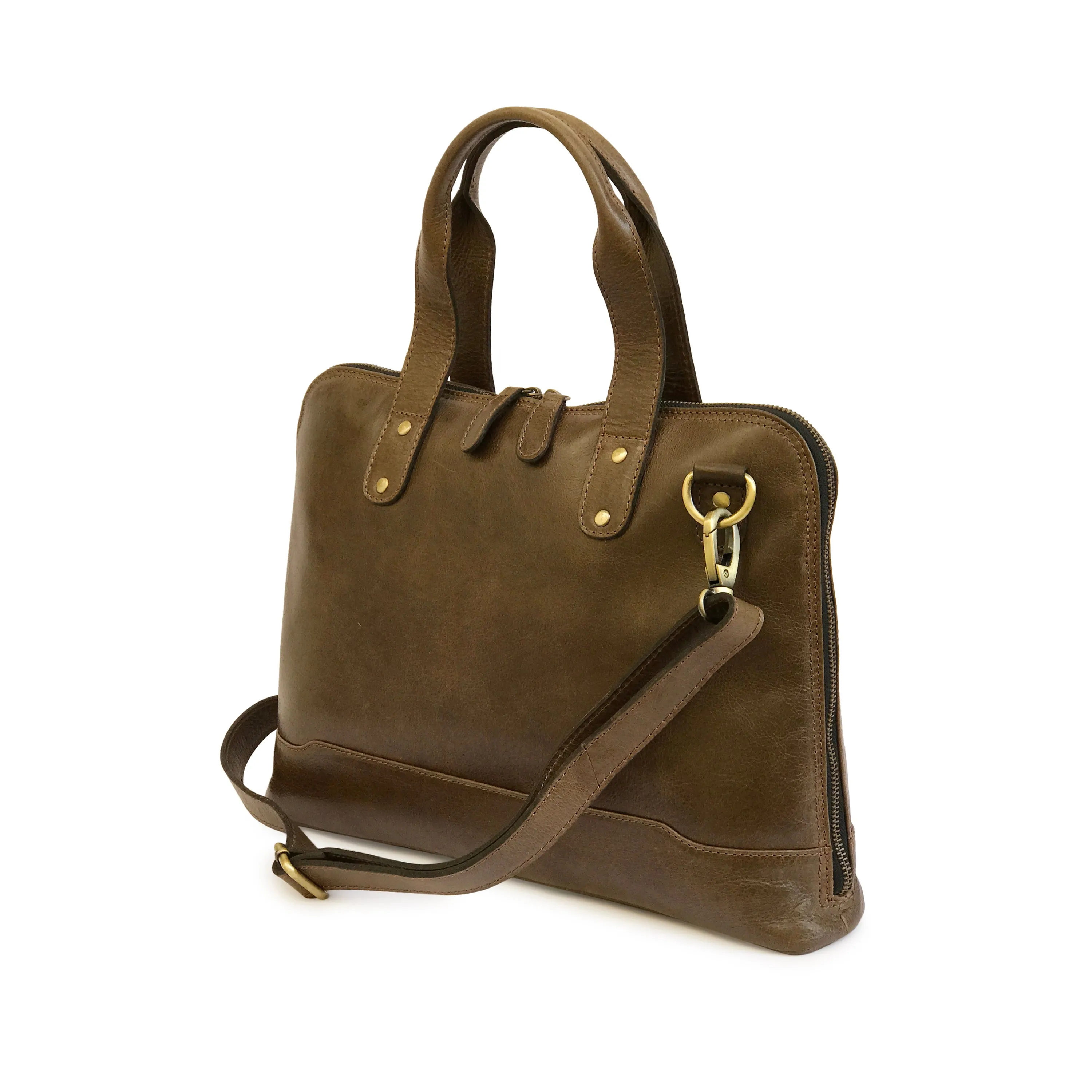 Modern Brazilian Leather Laptop Bag - Brown