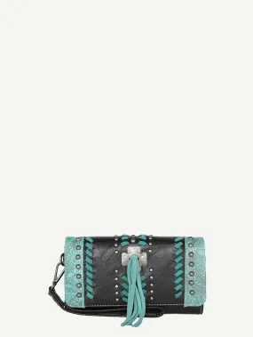 Montana West Concho Tassel Whipstitch Wallet