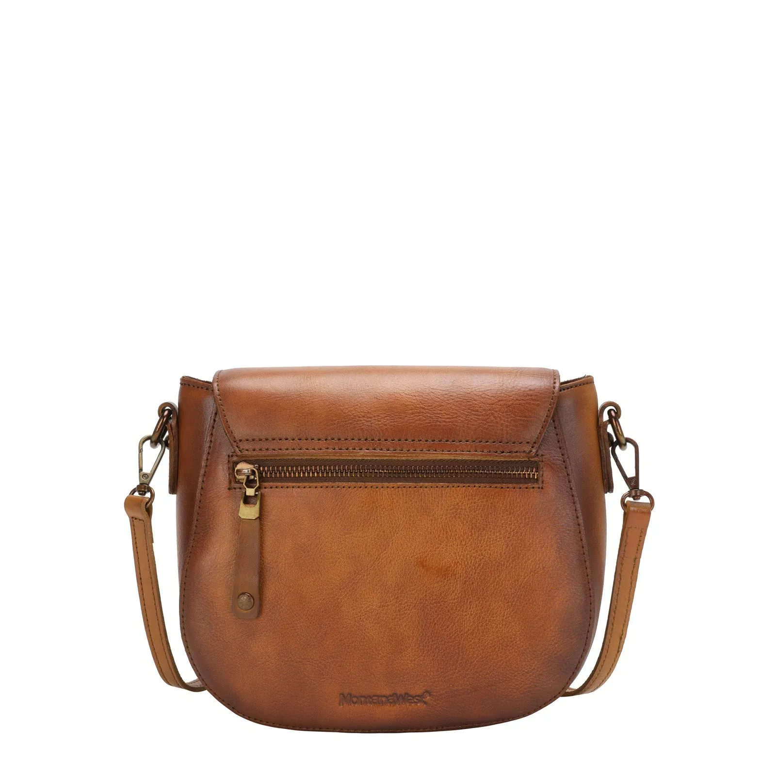 Montana West Genuine Leather Whipstitch Crossbody Bag