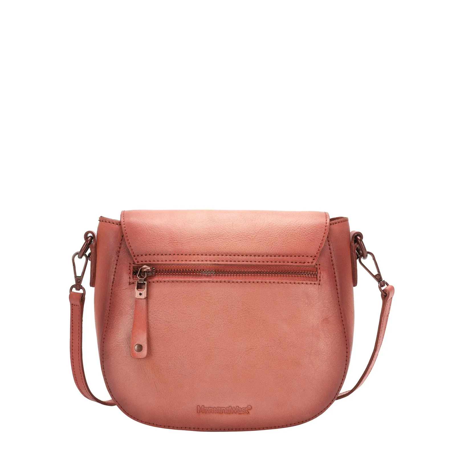 Montana West Genuine Leather Whipstitch Crossbody Bag