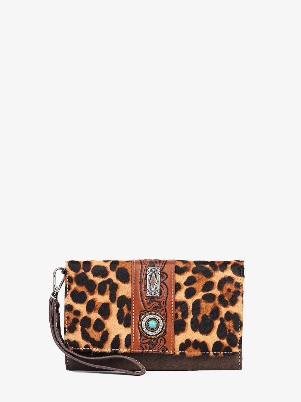 Montana West Hair-on Cowhide Concho Crossbody Wallet