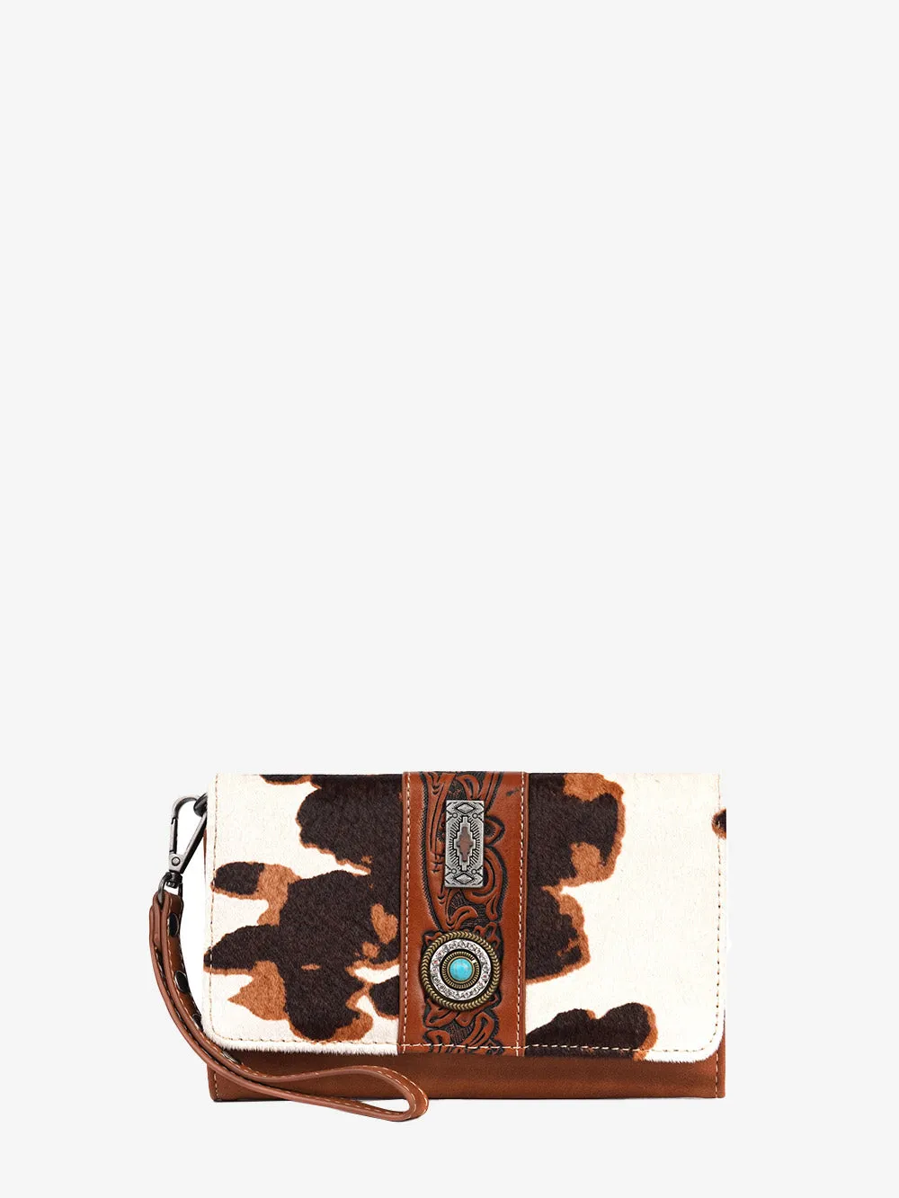 Montana West Hair-on Cowhide Concho Crossbody Wallet