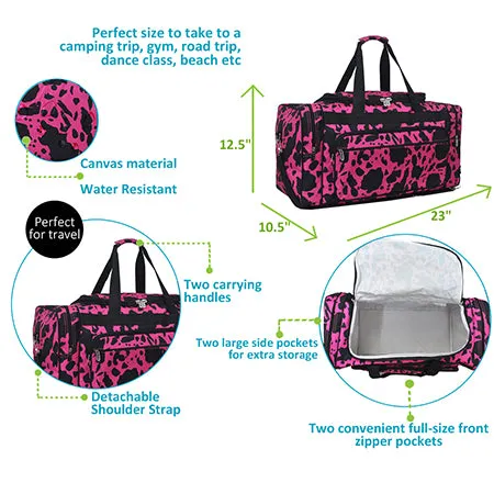 Neon Cow Hot Pink NGIL Canvas 23" Duffle Bag